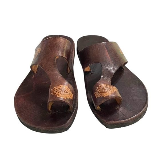 Handmade Leather Sandals, Brown Leather Sandals kids size 13 unisex - Picture 5 of 10